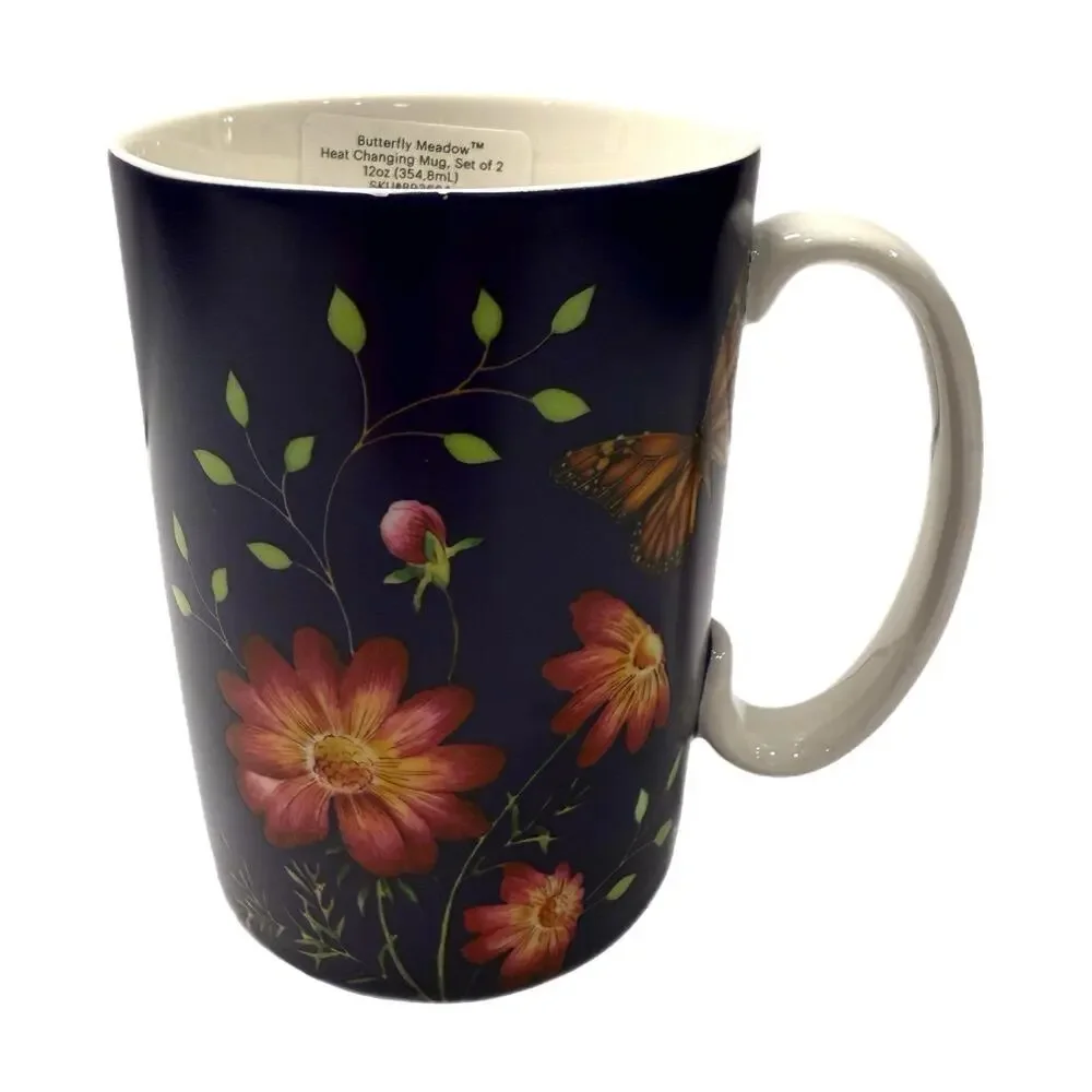 NEW Set of 2 Lenox Butterfly Meadow Heat-Changing Ceramic Mugs